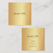モダン金ゴールドフェイクグリッター手書き書道 スクエア名刺 (正面/裏面)