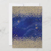 モダン金ゴールドフェイクダイアモンズスターブルーキンセニェラ 招待状 (裏面)