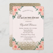 モダン金ゴールドフェイクダイヤモンドバラスティプキンセアニラ 招待状 (正面/裏面)