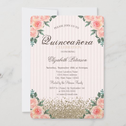 モダン金ゴールドフェイクダイヤモンドバラスティプキンセアニラ 招待状 (正面)