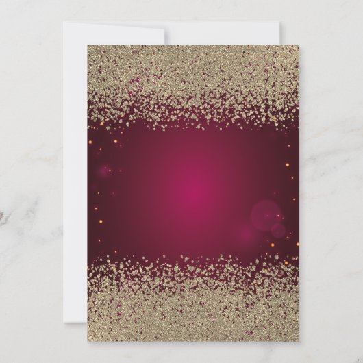 モダン金ゴールドフェイクダイヤモンド紙吹雪レッドキンセアニラ 招待状 (裏面)