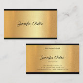 モダン金ゴールドフェイクハンドスクリプト文字シックな書道 名刺 (正面/裏面)