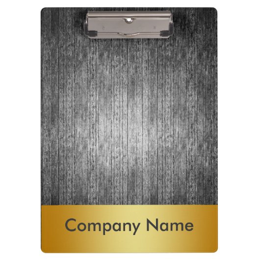 モダン金ゴールドフェイクフォイル木製会社ロゴ クリップボード (正面)