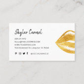 モダン金ゴールドフェイクリップトレンディーメイクアップアーティストホワイト 名刺 (裏面)