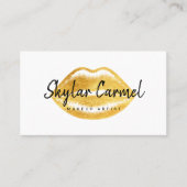 モダン金ゴールドフェイクリップトレンディーメイクアップアーティストホワイト 名刺 (正面)