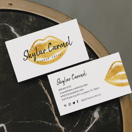 モダン金ゴールドフェイクリップトレンディーメイクアップアーティストホワイト 名刺