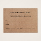 モダン金ゴールドフェイク印刷クラフト美しいギフトカード (裏面)