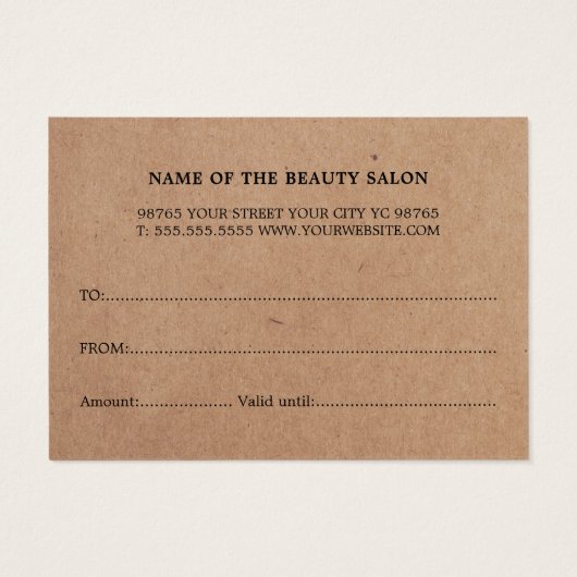 モダン金ゴールドフェイク印刷クラフト美しいギフトカード (裏面)