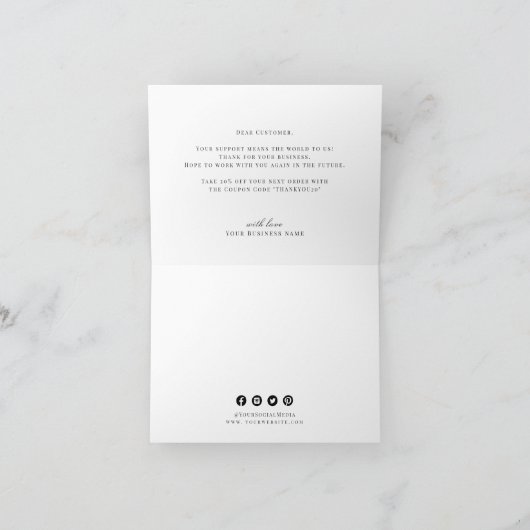 モダン金ゴールドフェイク大理感謝してい石がお客様のビジネスに最適 サンキューカード (内部)