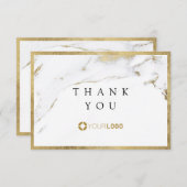モダン金ゴールドフェイク大理感謝してい石がお客様のビジネスに最適 サンキューカード (正面/裏面)