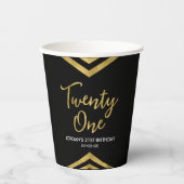 モダン金ゴールドフェイク山形21歳の誕生日 紙コップ (正面)