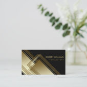 モダン金ゴールドフェイク幾何プロフェッショナルグリッター 名刺 (スタンド正面)