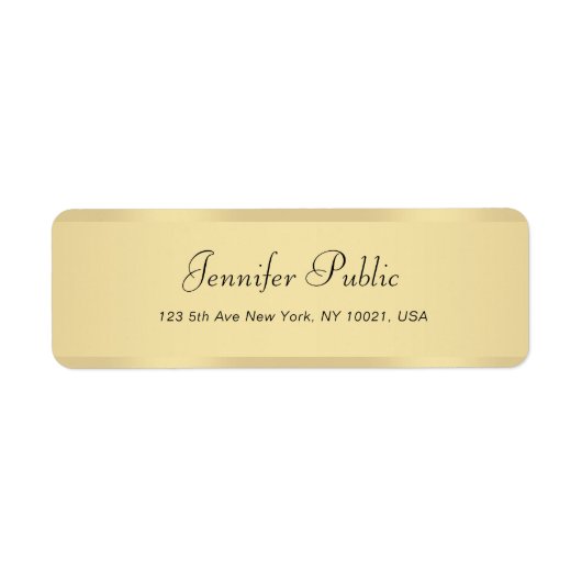 モダン金ゴールドフェイク手書きスクリプトテンプレートシック ラベル (正面)