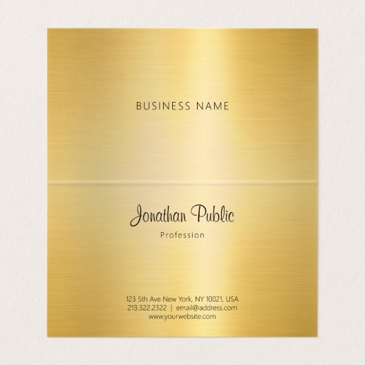 モダン金ゴールドフェイク手書きスクリプトモノグラム 名刺 (内部フラット)