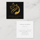 モダン金ゴールドフェイク抽象芸術ヘアメイク スクエア名刺 (正面/裏面)