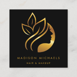 モダン金ゴールドフェイク抽象芸術ヘアメイク スクエア名刺