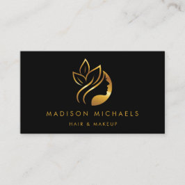 モダン金ゴールドフェイク抽象芸術ヘアメイク 名刺