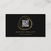 モダン金ゴールドフェイク抽象芸術円QRコード 名刺 (正面)