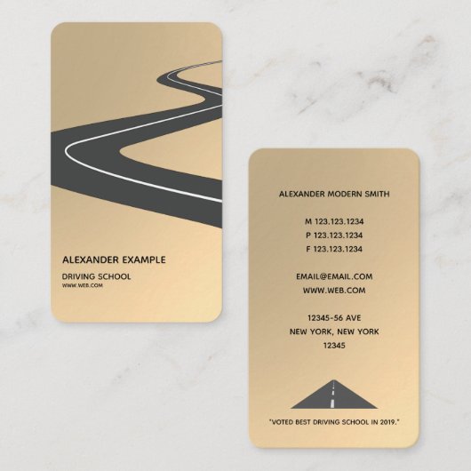 モダン金ゴールドフェイク運転学校 名刺 (正面/裏面)