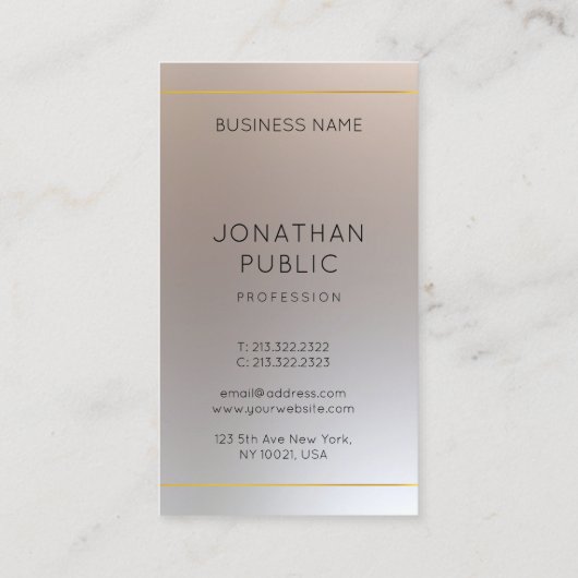 モダン金ゴールドフェイク銀モノグラムプロフェッショナル 名刺 (裏面)