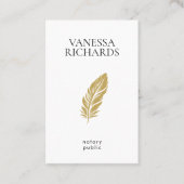 モダン金ゴールドフェザー公証人フォトシンプルフォトQRコード 名刺 (正面)