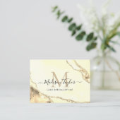 モダン金ゴールドフェミニングリッターアゲートモノグラム 名刺 (スタンド正面)