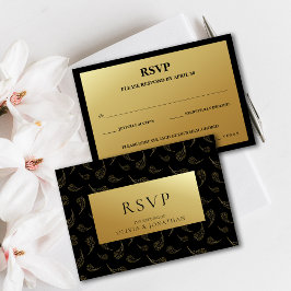 モダン金ゴールドフェ結婚ザーの食事の選択RSVP 招待状