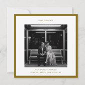 モダン金ゴールドフエフレ結婚ームの日救付 招待状 (正面)