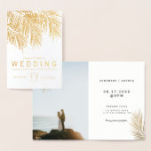 モダン金ゴールドフォイルのヤシの木のエレガントな結婚式 箔カード (ディスプレー)