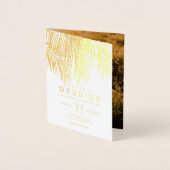 モダン金ゴールドフォイルのヤシの木の結婚写真 箔カード (正面)