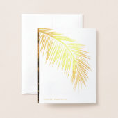 モダン金ゴールドフォイルのヤシの木の結婚写真 箔カード (裏面封筒付き)