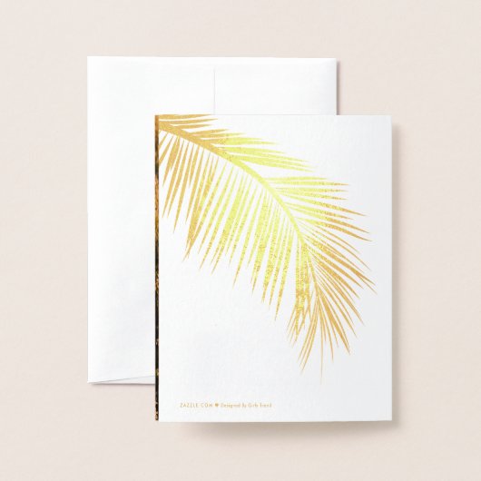モダン金ゴールドフォイルのヤシの木の結婚写真 箔カード (裏面封筒付き)