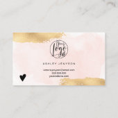 モダン金ゴールドフォイルブラシピンクのロゴオーダ感謝していー 名刺 (裏面)