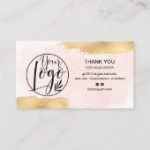 モダン金ゴールドフォイルブラシピンクのロゴオーダ感謝していー 名刺 (正面)