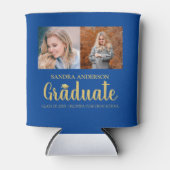 モダン金ゴールドフォント |フォトコラージュ卒業 缶クーラー (正面)