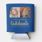 モダン金ゴールドフォント |フォトコラージュ卒業 缶クーラー (裏面)