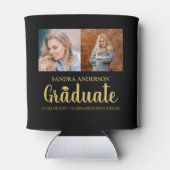 モダン金ゴールドフォント |フォトコラージュ卒業 缶クーラー (裏面)