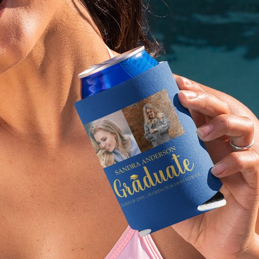 モダン金ゴールドフォント |フォトコラージュ卒業 缶クーラー