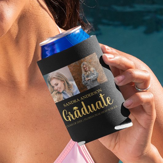 モダン金ゴールドフォント |フォトコラージュ卒業 缶クーラー