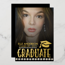 モダン金ゴールドフォント |写真卒業パーティー 箔シーズンカード