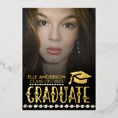 モダン金ゴールドフォント |写真卒業パーティー 箔シーズンカード (正面)