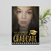 モダン金ゴールドフォント |写真卒業パーティー 箔シーズンカード (立ち正面)