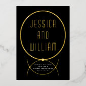 モダン金ゴールドフレインスパイア結婚ーム 箔招待状 (正面)