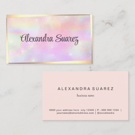 モダン金ゴールドフレガーリーームピンクパステル美しい 名刺 (正面/裏面)