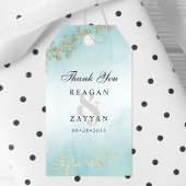 モダン金ゴールドフレックティール(緑がかった色)ミストサ結婚ーキッド ギフトタグ