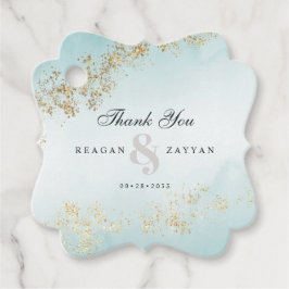 モダン金ゴールドフレックティール(緑がかった色)ミストサ結婚ーキッド フェイバータグ