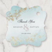 モダン金ゴールドフレックティール（緑がかった色）ミストサ結婚ーキッド フェイバータグ (裏面)