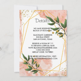 モダン金ゴールドフレームアイボリーグリーンフローラエンクロージャ 招待状