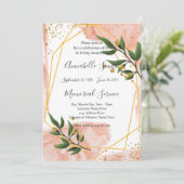 モダン金ゴールドフレームアイボリーグリーンフローラル愛メモリ 招待状 (スタンド正面)