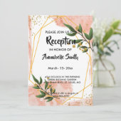 モダン金ゴールドフレームアイボリーグリーンフローラ披露宴 招待状 (スタンド正面)